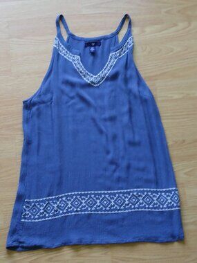 GAP Blue Embroidered Tank Top | Size XS